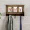 Lavish Home Wall Shelf and Picture Collage with Ledge and 3 Hanging Hooks- Photo Frame Decor Shelving with Rustic Wood Look Holds 4